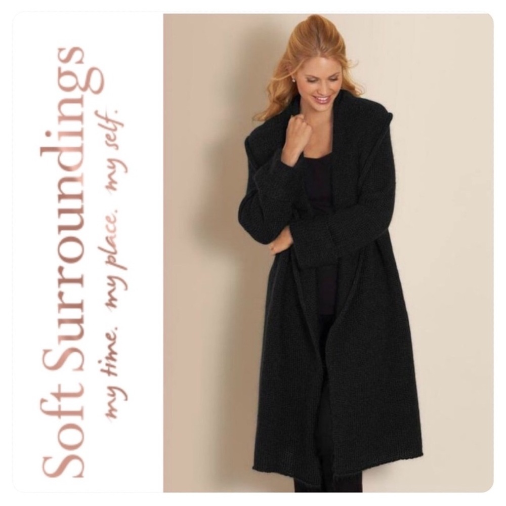 Soft Surroundings Black Telluride Topper Duater Cardigan